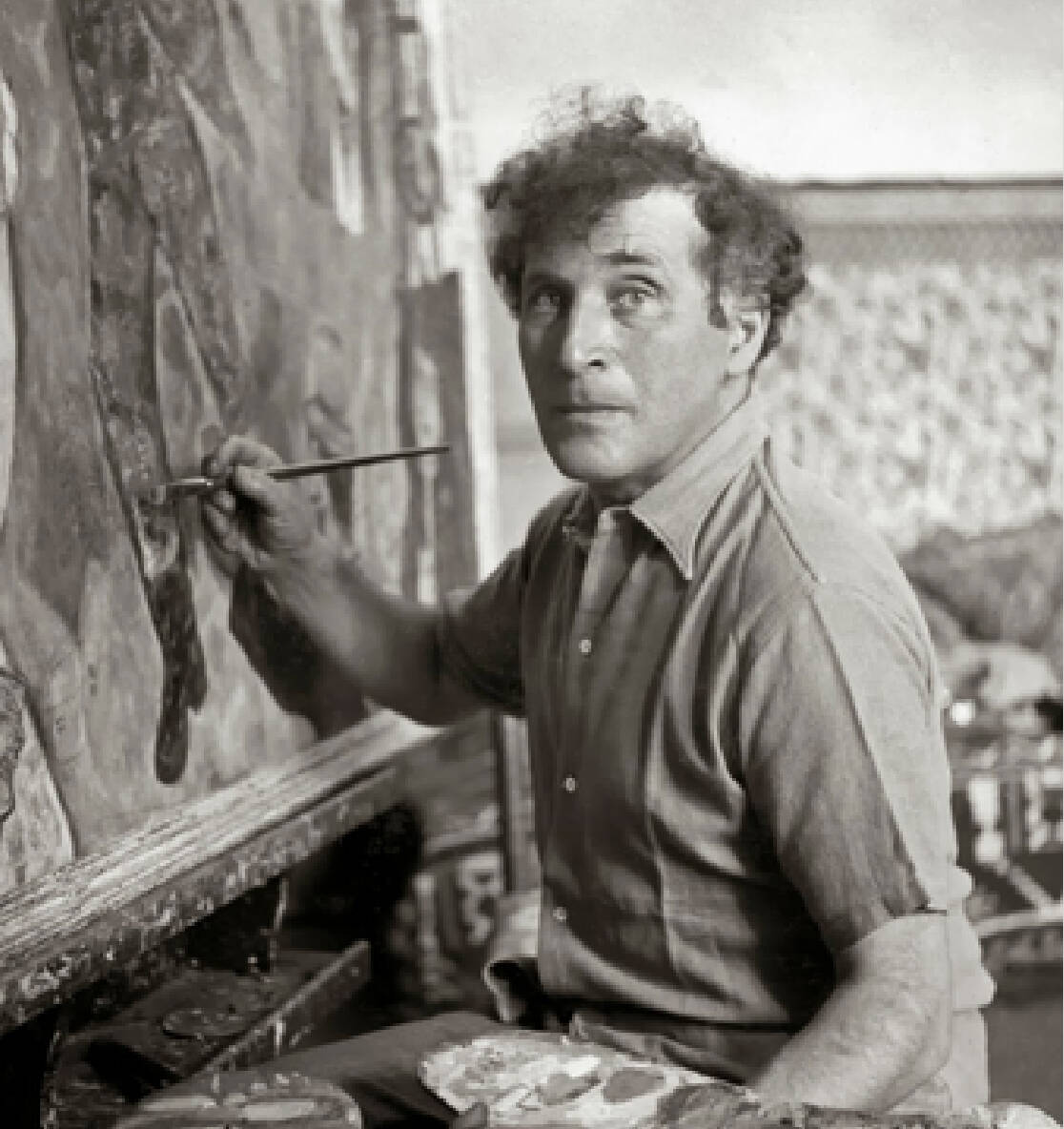 Black and white photograph of artist Marc Chagall.